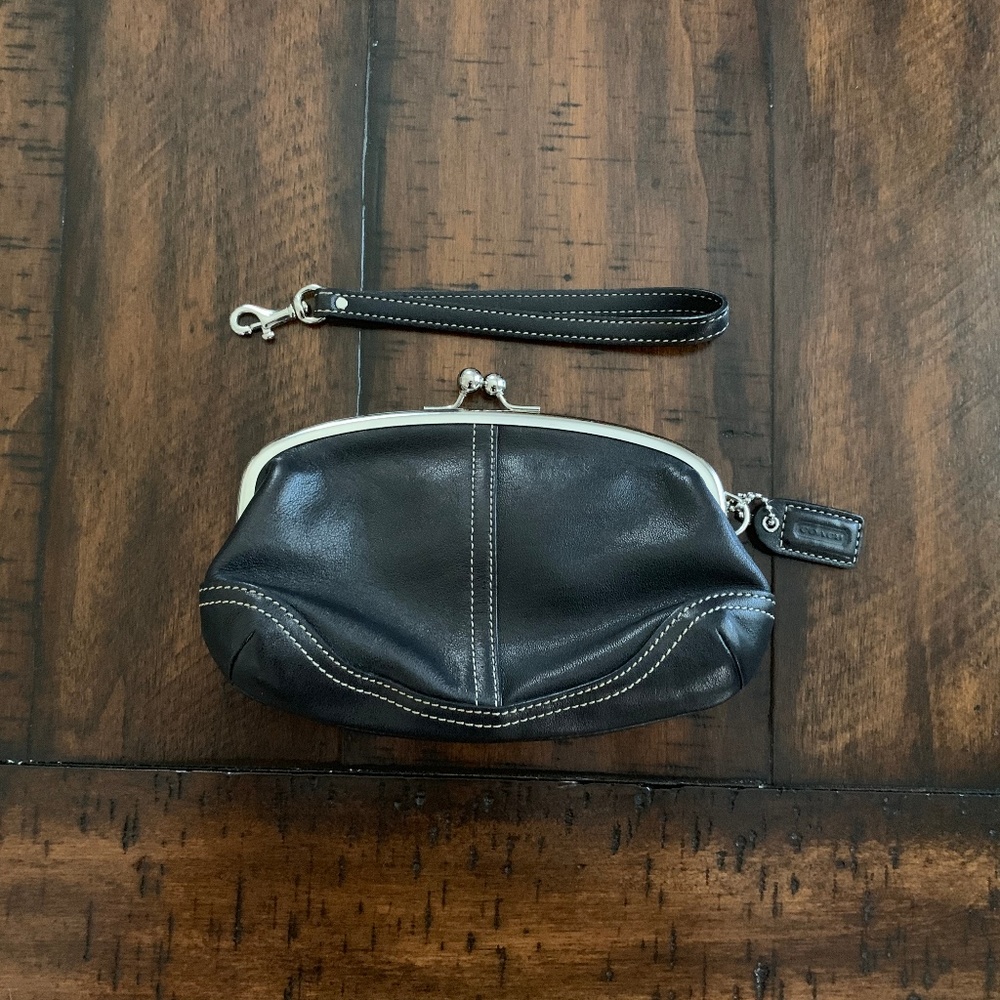 Coach Black Wristlet with Snap Closure